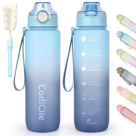 CodiCile Sport Trinkflasche 1L, BPA freie Tritan Wasserflasche mit Verschlussdeckel und auslaufsicher, geeignet für Fitnessstudio, Schule, Radfahren, Outdoor, Sport, Fitness und Büro.  